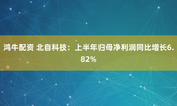 鸿牛配资 北自科技：上半年归母净利润同比增长6.82%