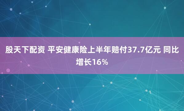股天下配资 平安健康险上半年赔付37.7亿元 同比增长16%